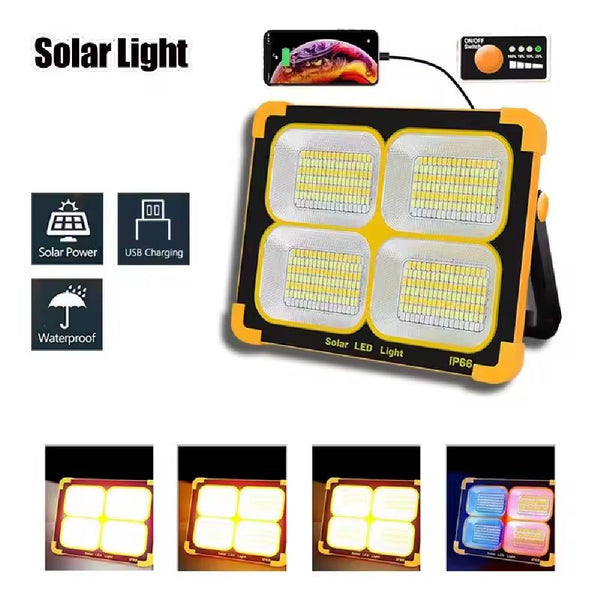 Black and Yellow Solar Flood Light with LED Solar Flood features and waterproof design