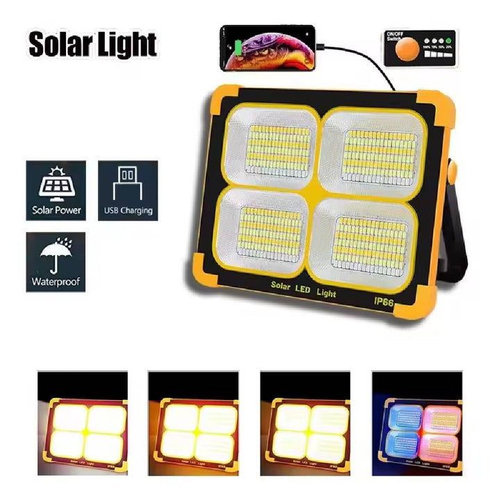Black and Yellow Solar Flood Light with LED Solar Flood features and waterproof design