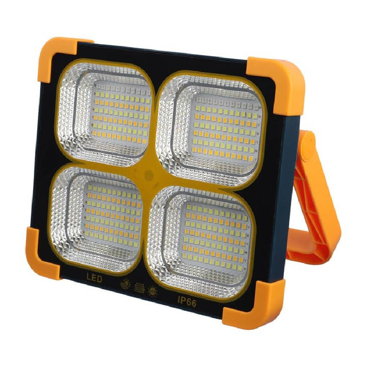 Black and Yellow Solar Flood Light with LED solar flood panels and protective corners