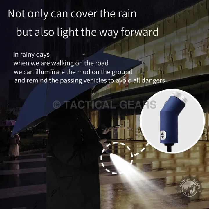 BMW Folding Umbrella With Led Light featuring an integrated led navigation light for safety
