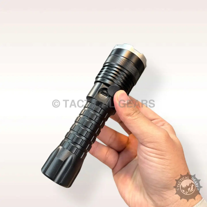 Black Bobite Rechargeable Flashlight with USB charging port for outdoor use