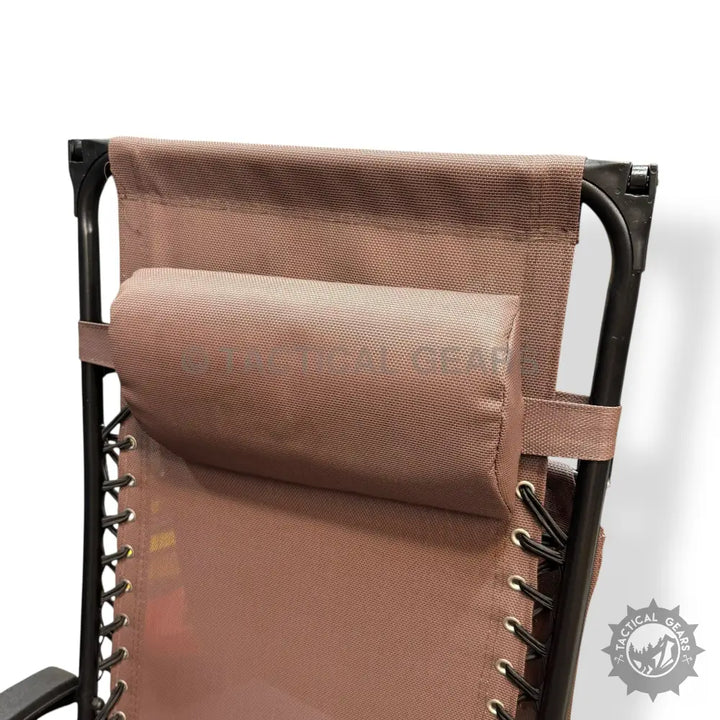 Brown zero gravity folding beach chair with headrest pillow and canopy for ultimate comfort