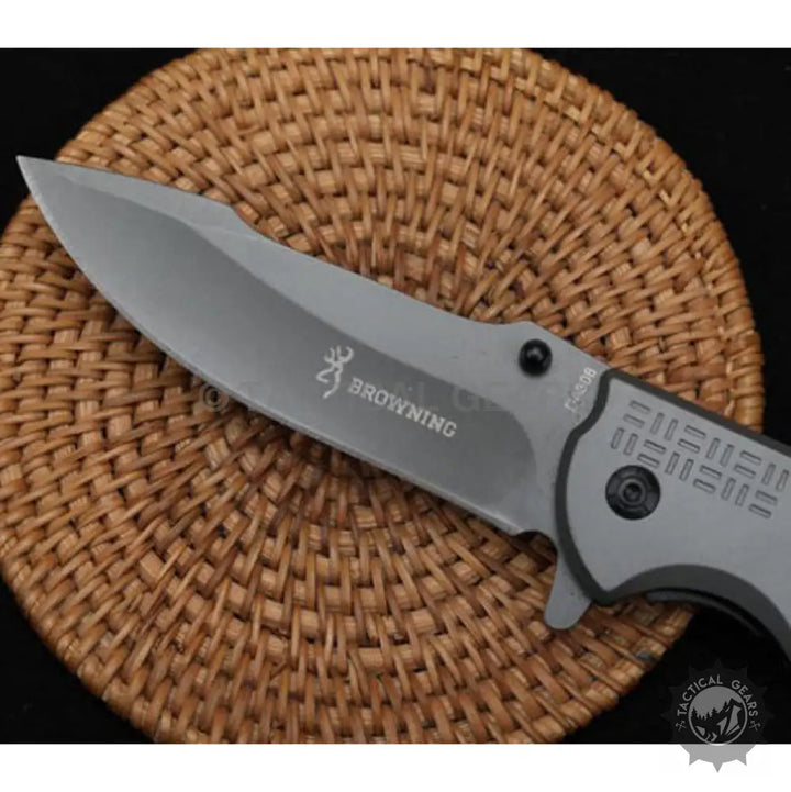 Browning DA308 Tactical Knife with silver blade and black handle
