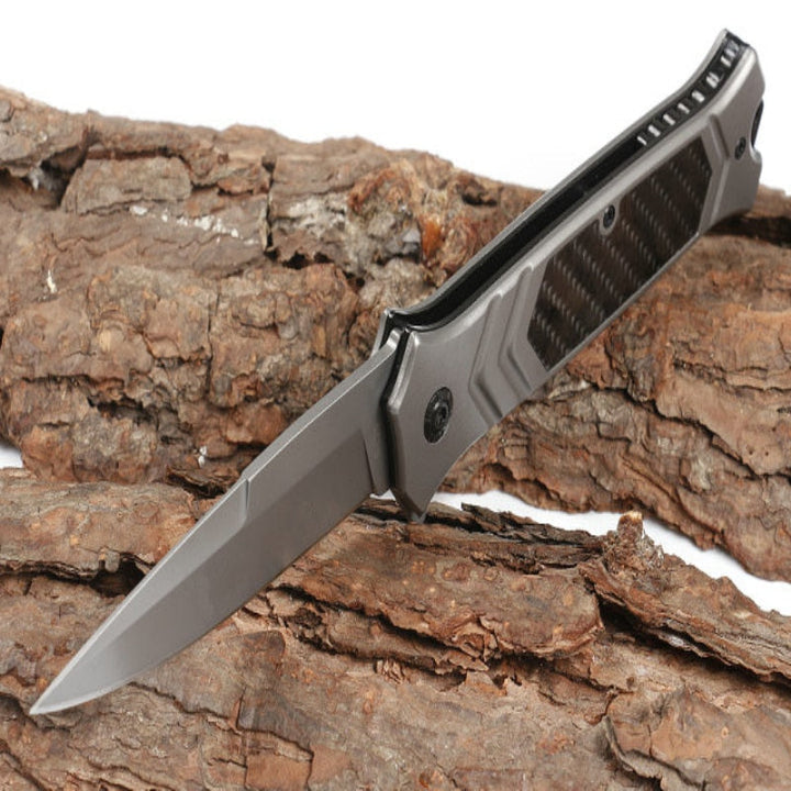 Browning-F129 black silver folding knife with 3cm blade and carbon fiber inlay