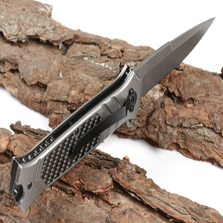 Browning-F129 folding knife with black silver carbon fiber handle 3cm blade