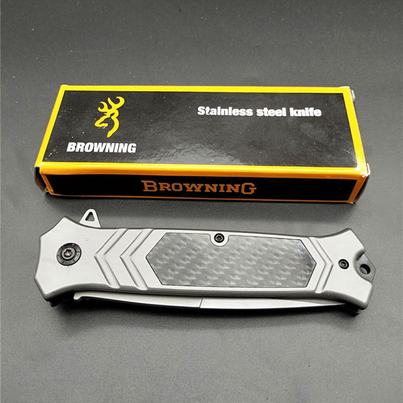 Browning F129 stainless steel folding knife with 3cm blade and textured handle