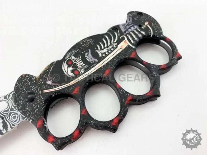 Browning X-81 skull knuckle duster with black red design and steel accents