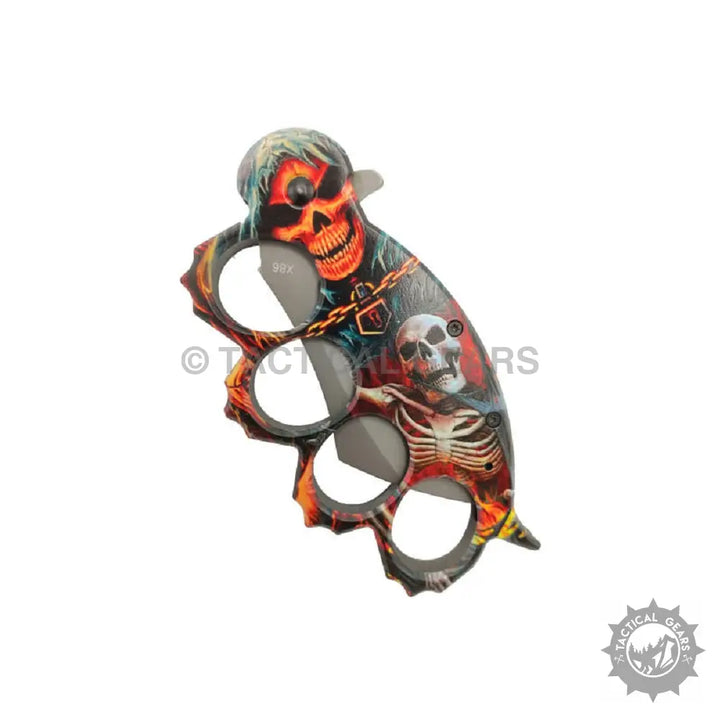 Browning x86 travel knife with skull flame brass knuckles black handle