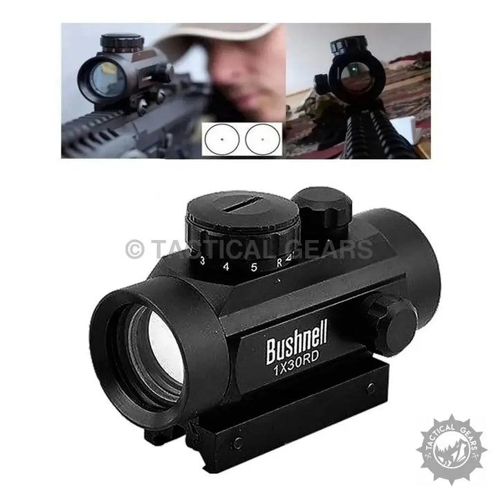 Black Bushnell 1X30RD red green holographic sight with adjustable brightness settings