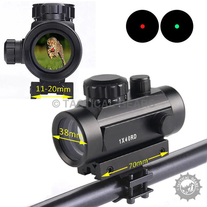 Black tactical red green holographic sight with adjustable mounts for Bushnell Red/Green Holographic Sight | 1X30RD