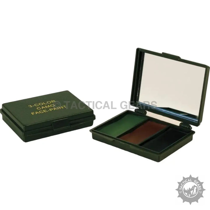 Camo Face Paint with Mirror compact showcasing 3-color camouflage face paint for outdoor activities