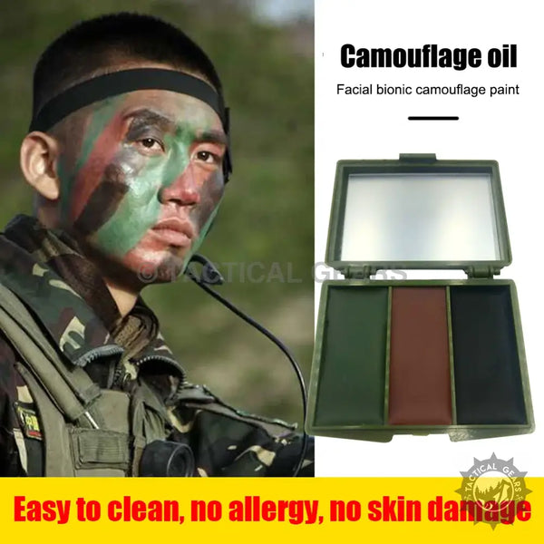Military facial camouflage paint kit with mirror for realistic face paint concealment