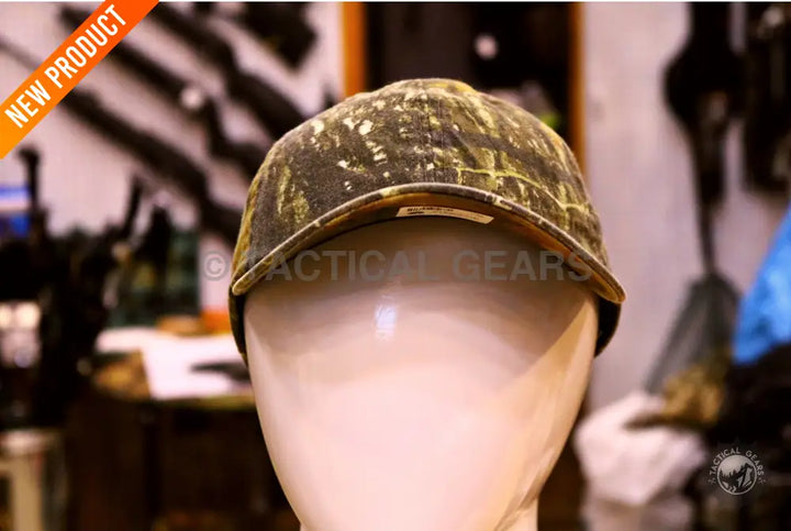 Tactical Camo Cap on mannequin head with stylish camouflage design, ideal for customer support gear