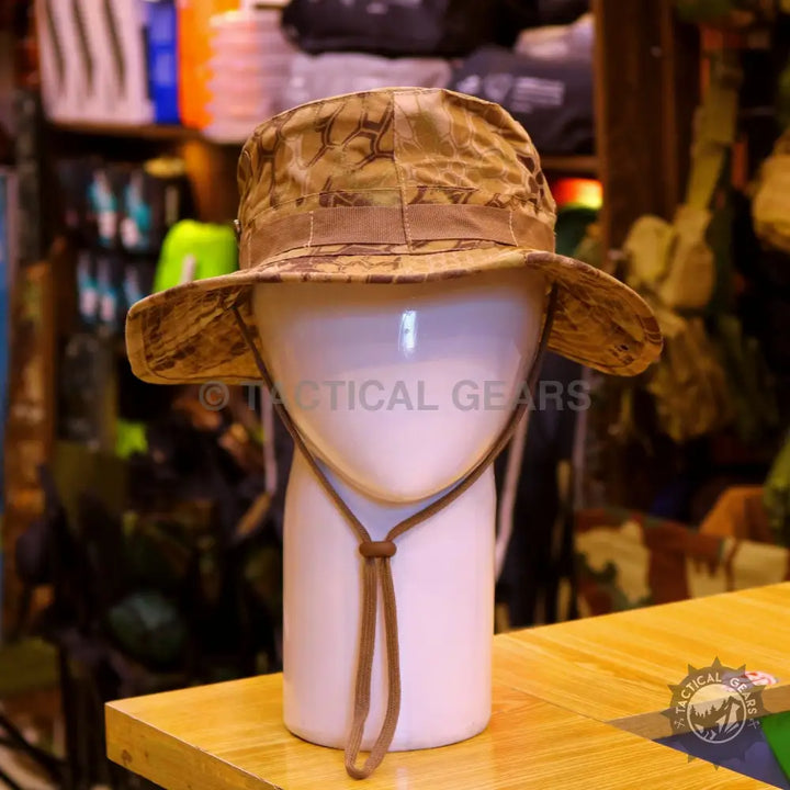 Camouflage boonie hat with adjustable chin strap for Army Summer Hat outdoor wear