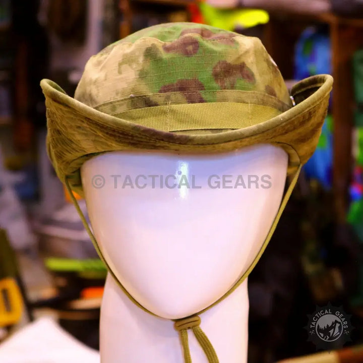 Camouflage Army Summer Hat with adjustable chin strap for outdoor adventure and sun protection