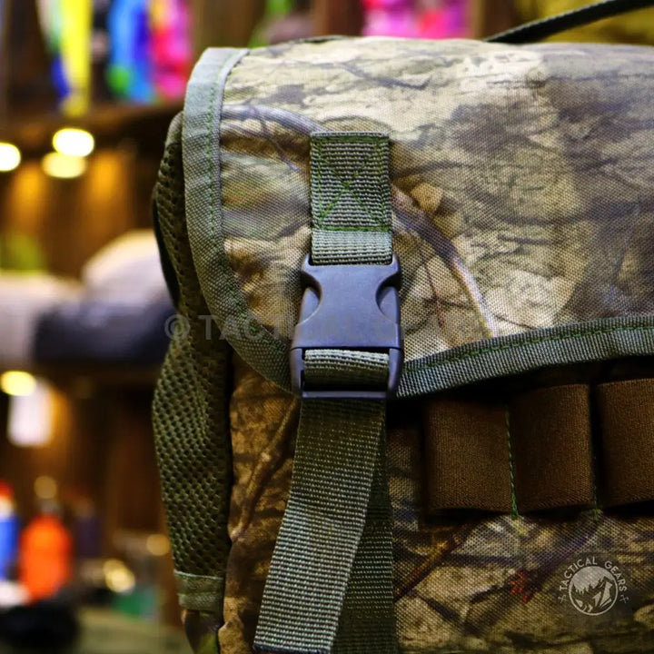 Camouflage Mega Duffle with quick-release buckle and elastic ammo loops