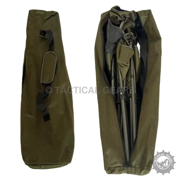Dark green Camp Master Folding Chair in carrying bag, portable master folding chair