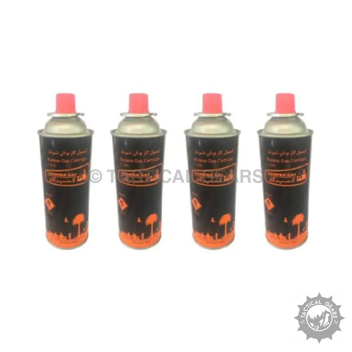 CamperGas 220ml butane cartridges with pink caps, ideal for camping stoves
