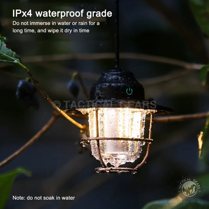 Waterproof camping LED vintage hanging lantern with power button for outdoor camping