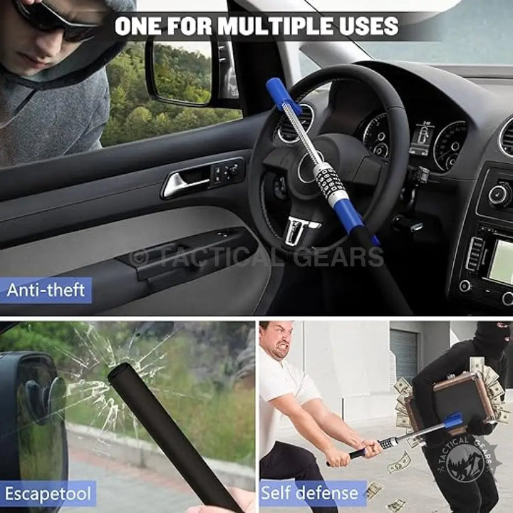 Car Anti-Theft Steering Wheel Password Lock with Escape Tool and Self-Defense Features