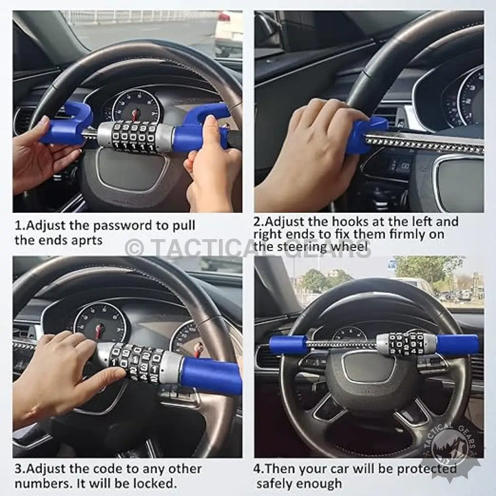 Blue Car Anti-Theft Steering Wheel Password Lock with Combination Dial for Security