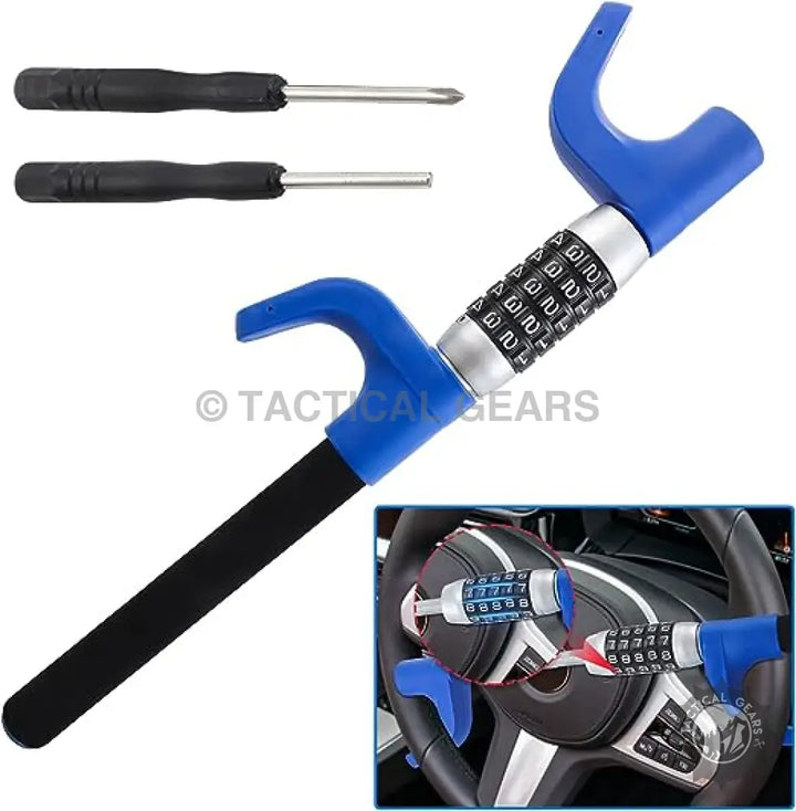 Blue and black anti-theft steering wheel password lock with combination dial for Car security