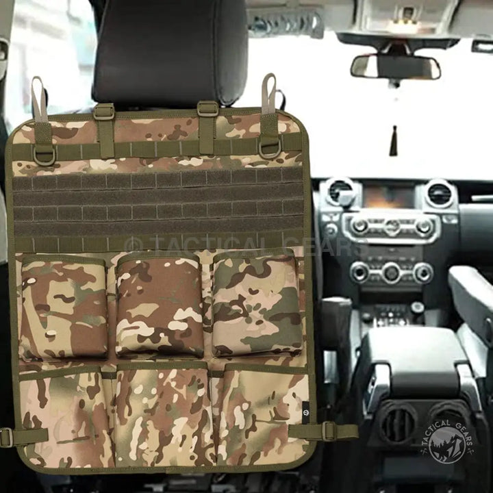 Multicam Tactical MOLLE Seat Back Organizer for Car Seat Organizer in Tan MOLLE