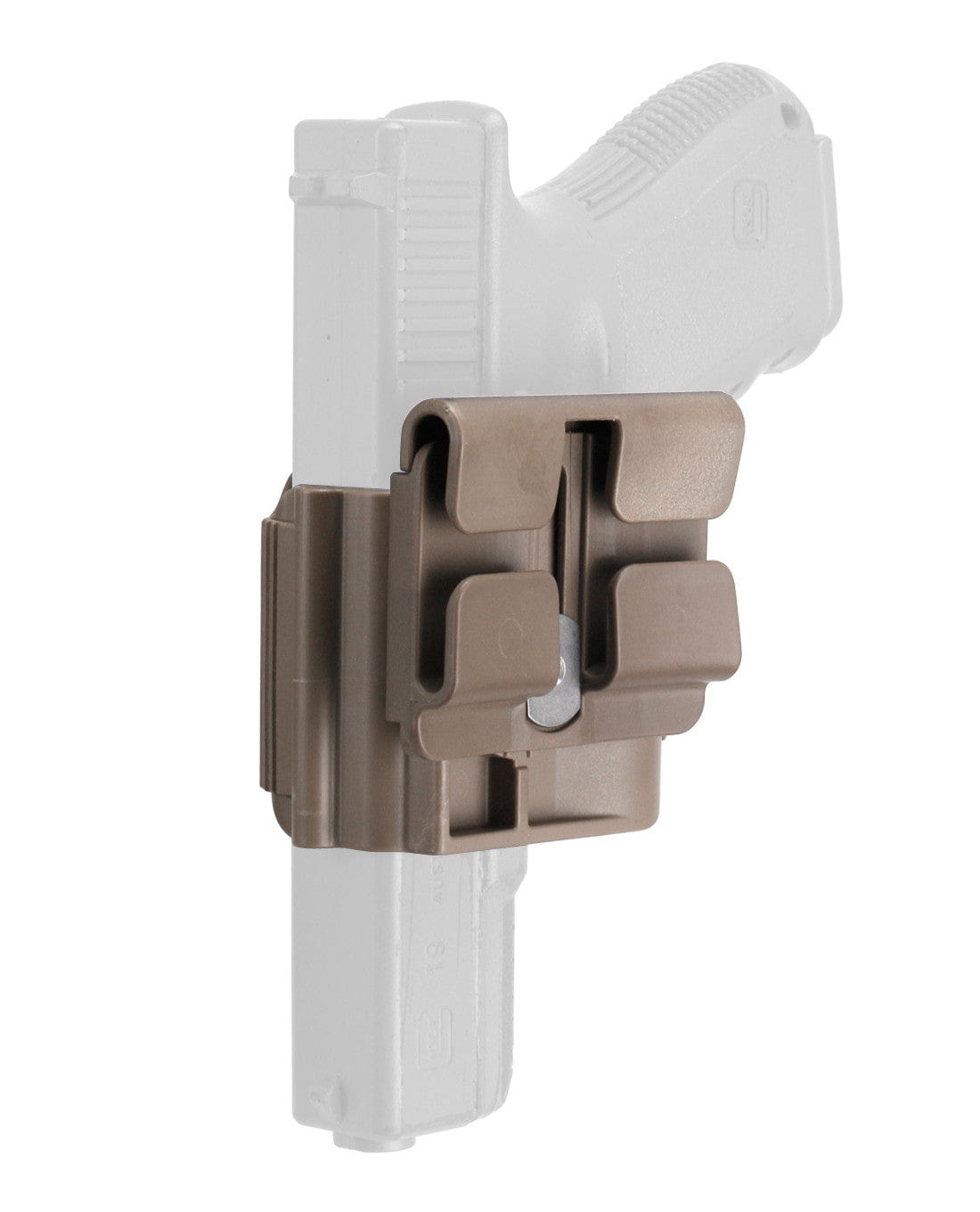 FDE polymer tactical holster with belt clip and coyote mag pouch for heavy-duty use