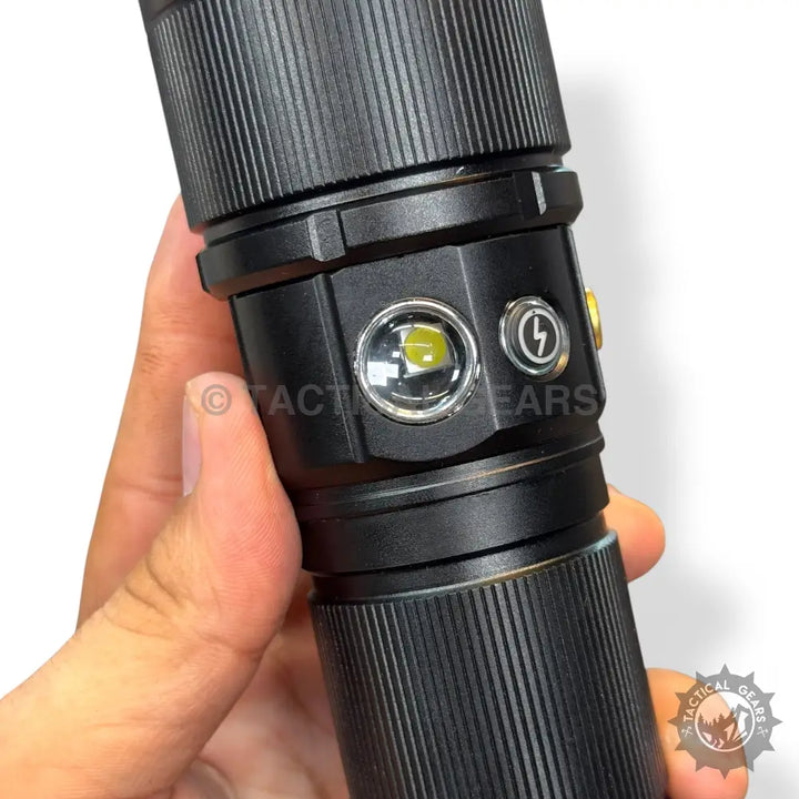 Coba Powerful Handheld Flashlight with side LEDs and ribbed grip for tactical use