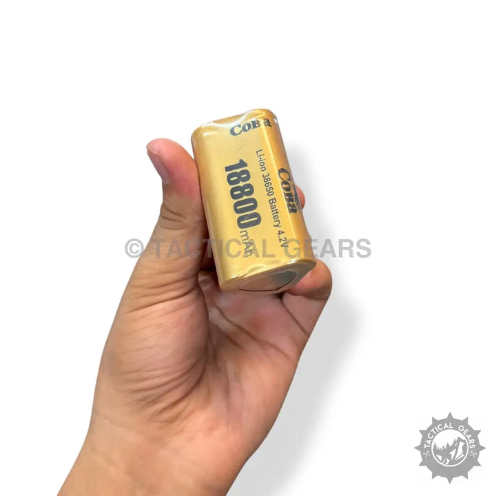 Gold-colored 18650 Li-ion battery 4.2V 18800mAh for Coba Powerful Handheld Flashlight