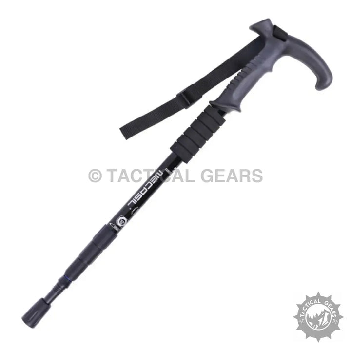 Tactical black adjustable collapsible trekking poles with ergonomic grip