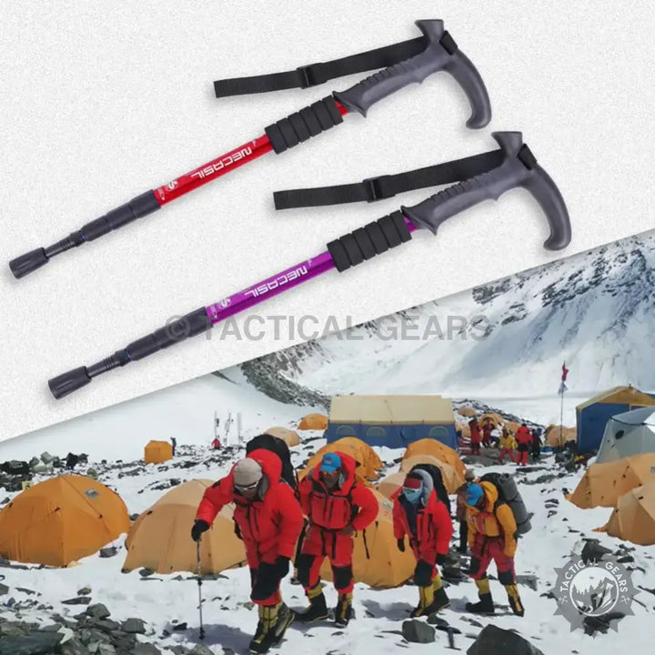 Collapsible trekking poles with ergonomic handles and wrist straps