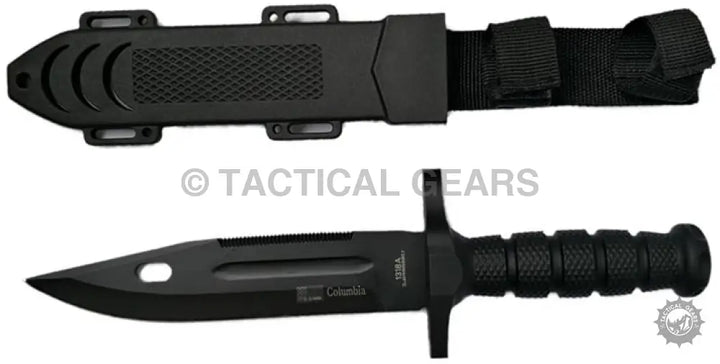 Columbia 1318A fixed blade premium black tactical knife with sheath