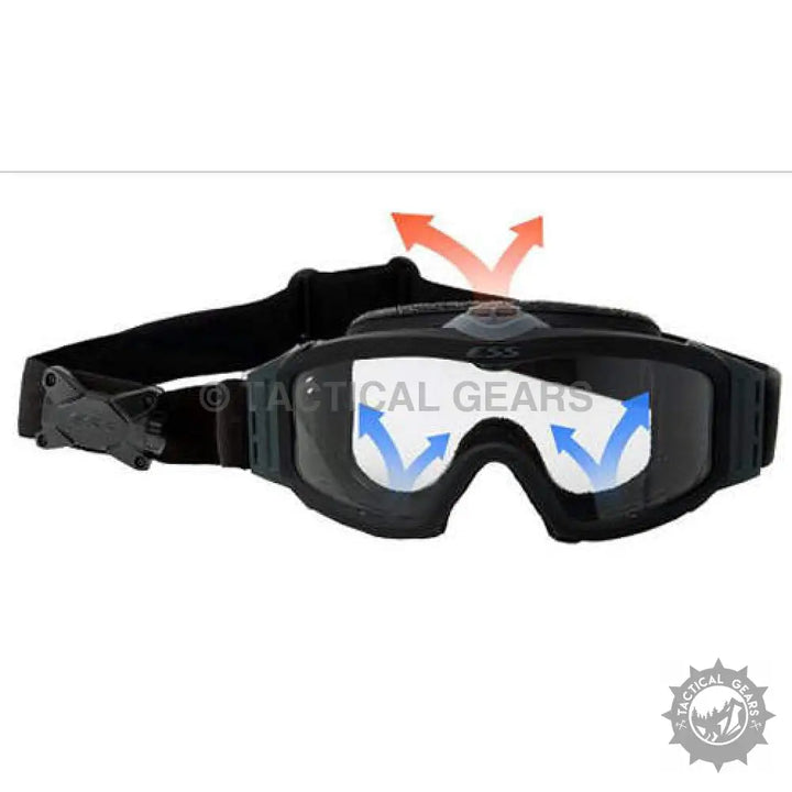 Black tactical goggles with clear lenses and active ventilation, ideal for Combat Military Spectacles