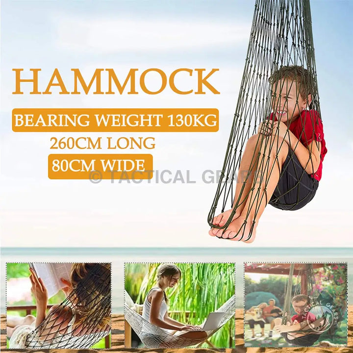 Portable Garden Hammock with durable rope, comfortable outdoor design, 130kg capacity
