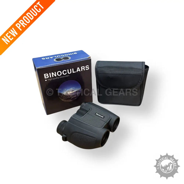 Black 20x25 mini binocular with carrying case and packaging for outdoor adventures