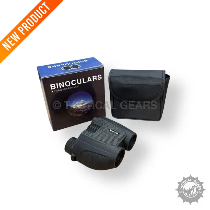 Black 20x25 mini binocular with carrying case and packaging for outdoor adventures