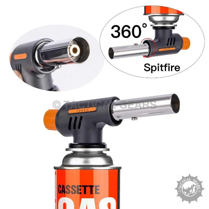 Propane butane gas torch with 360-degree rotating flame for versatile use