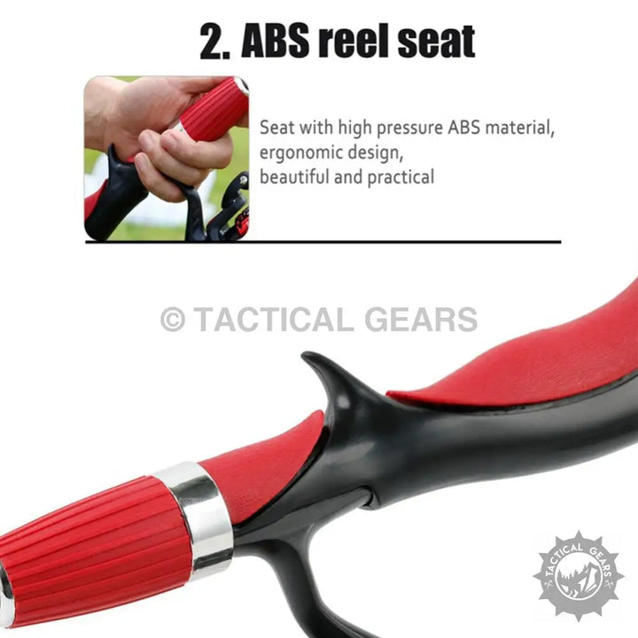 Red and black fishing reel seat with ergonomic design for Mini Fishing Rod 6ft
