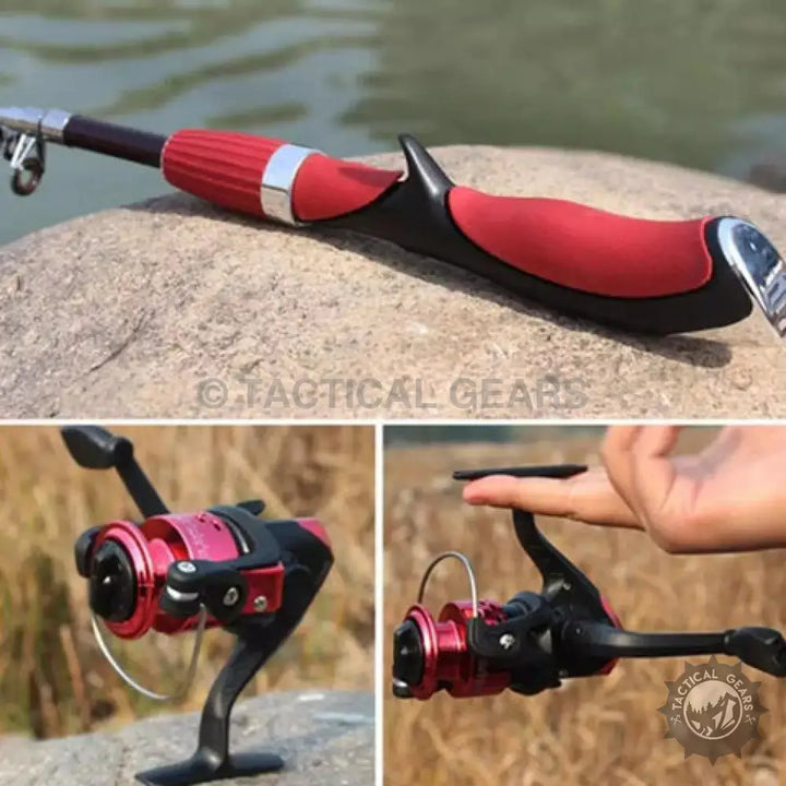 Red and black fishing rod and reel combo for Mini Fishing Rod 6ft, perfect for mini fishing