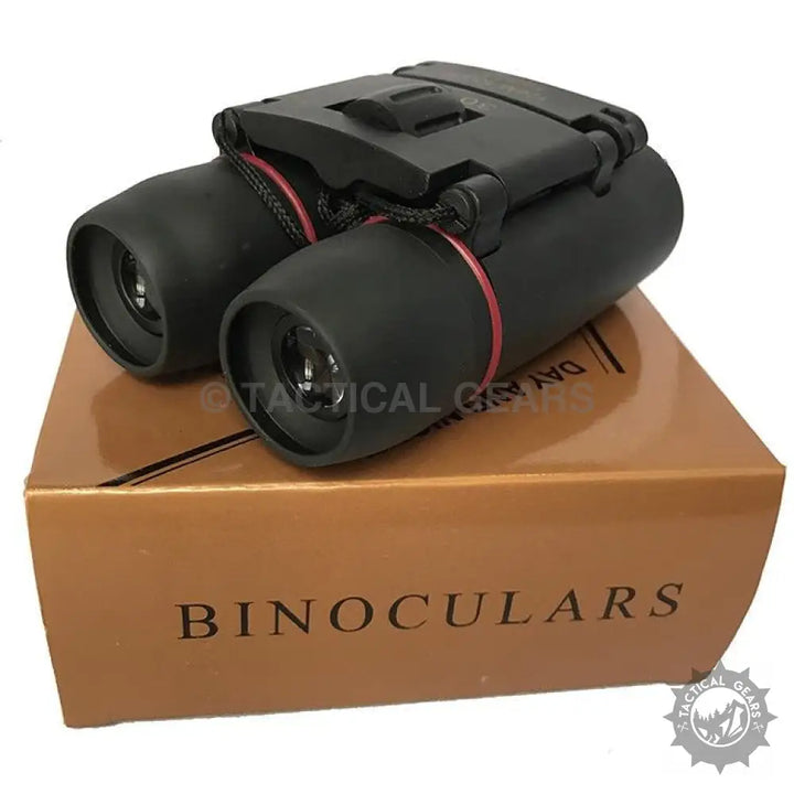 Black foldable Sakura Compact Clearvision Binoculars with compact size in brown packaging