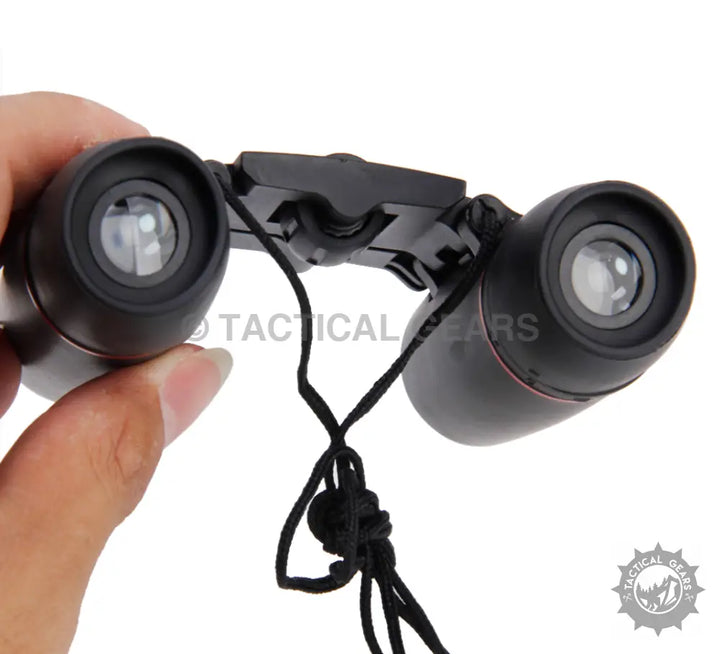 Black compact Sakura Clearvision Binoculars with neck strap, perfect compact size for travel