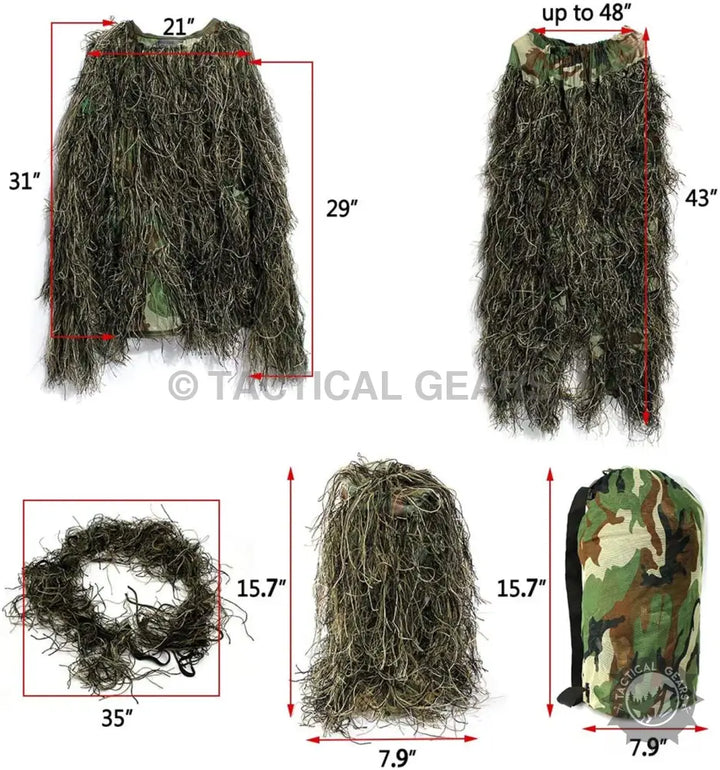Camouflage Forest Hunting Ghillie Suit for wildlife photography, Halloween costume, tree houses