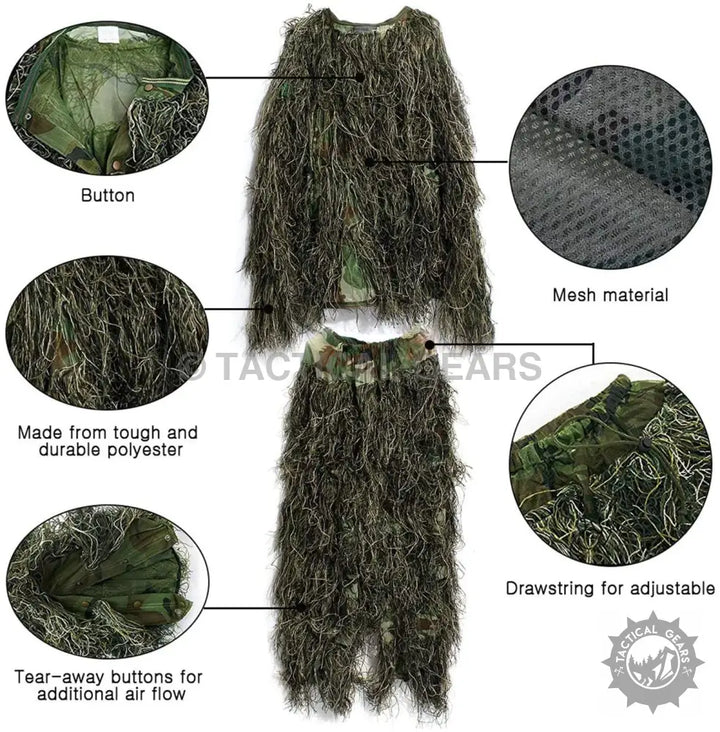 Camouflage Forest Hunting Ghillie Suit for wildlife photography, Halloween costume, or tree houses