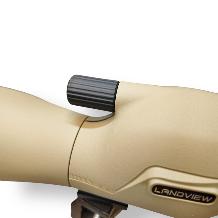 Tan spotting scope with black focus knob in Complete Spotting Scope Kit with Mobile Clip