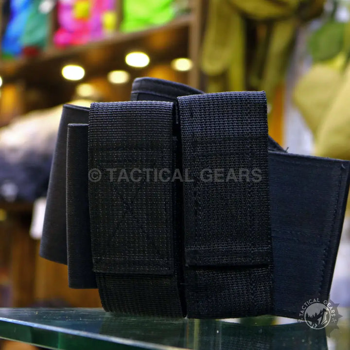 Black tactical magazine pouches on Concealed Belly Band Holster for discreet carry