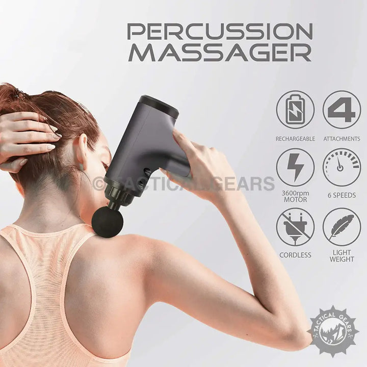 Cordless 12 Volt Deep Tissue Percussion Massager with attachments for pain relief