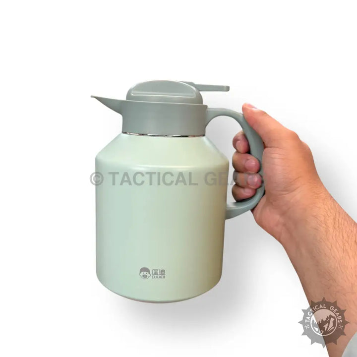 Light green stainless steel D.Kadi 2L hot and cool thermos carafe with grey handle