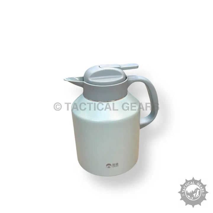 Light gray stainless steel Kadi 2L hot and cool thermos carafe with handle and spout