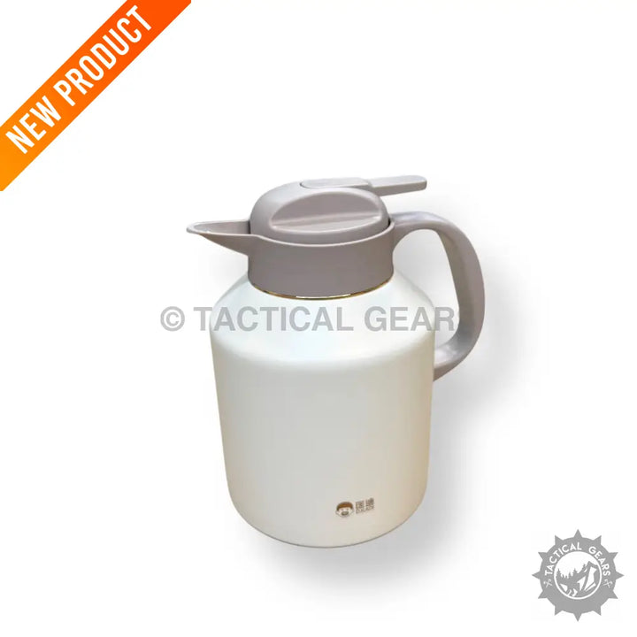 White and grey stainless steel Kadi 2L hot and cool beverage thermos with handle